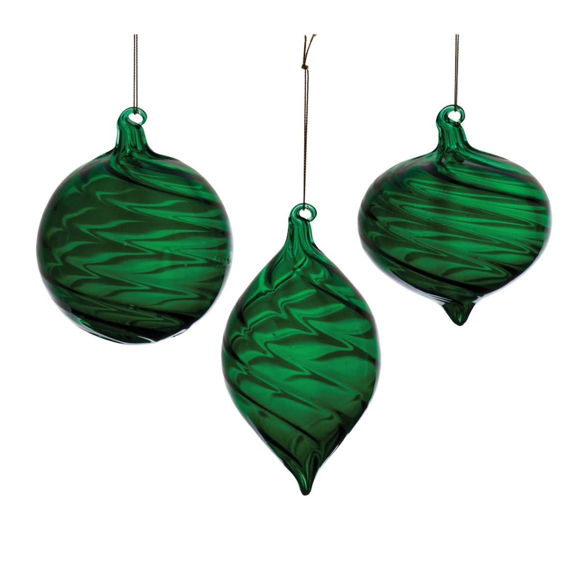 Glass spiral ornament with a twisted ribbon design in clear material.