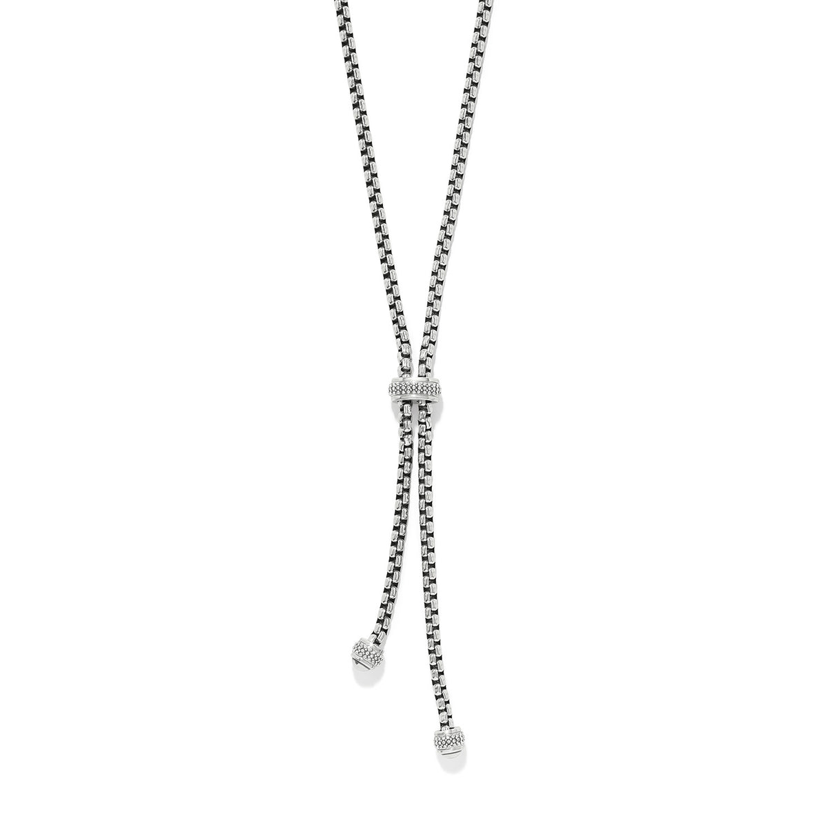 Meridian Solis Y necklace featuring adjustable lobster claw closure with fine quality crystals in a silver-tone finish.