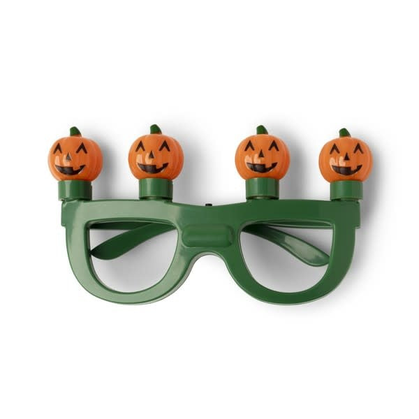 Jumbo Halloween glasses with four flashing LED bulbs in black plastic frame