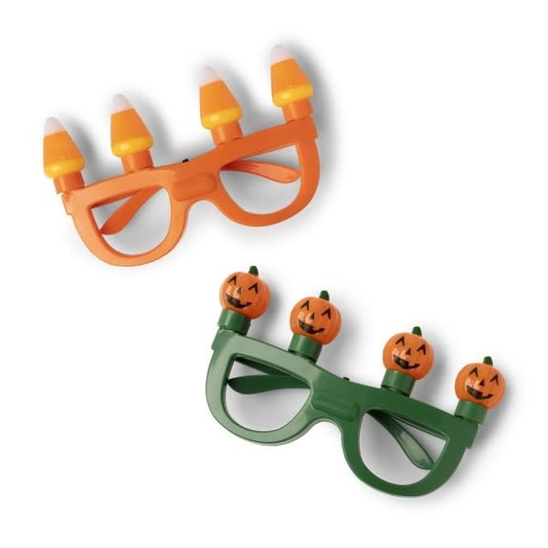 Jumbo Halloween glasses with four flashing LED bulbs in black frames.