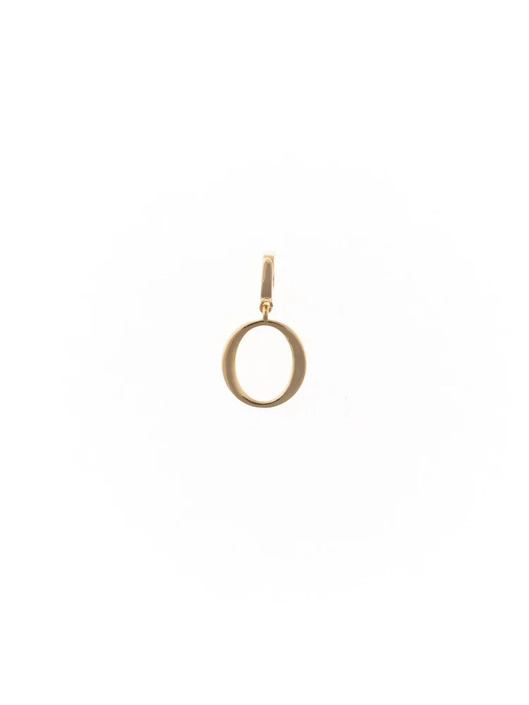18k gold plated Greek letter Omicron charm with a clasp attachment.