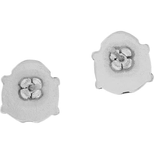 Silver-plated mini post earrings featuring a red enamel ladybug with black spots.