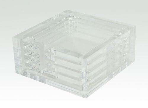 Clear acrylic square coaster with a smooth finish