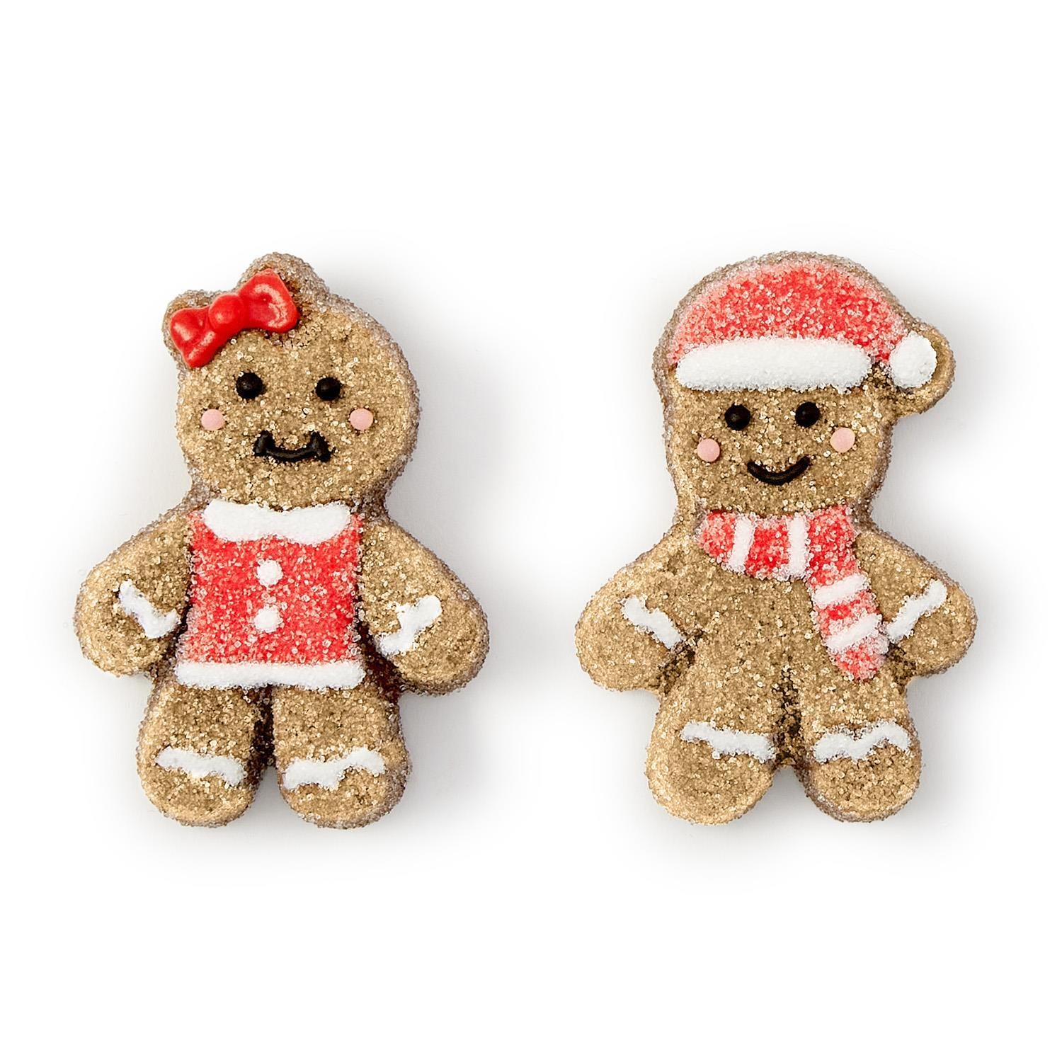 Gift box containing vanilla-flavored gingerbread house marshmallow treats with two designs.