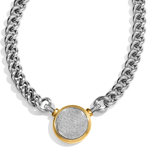 Adjustable silver-gold two tone Ferrara necklace with lobster claw closure