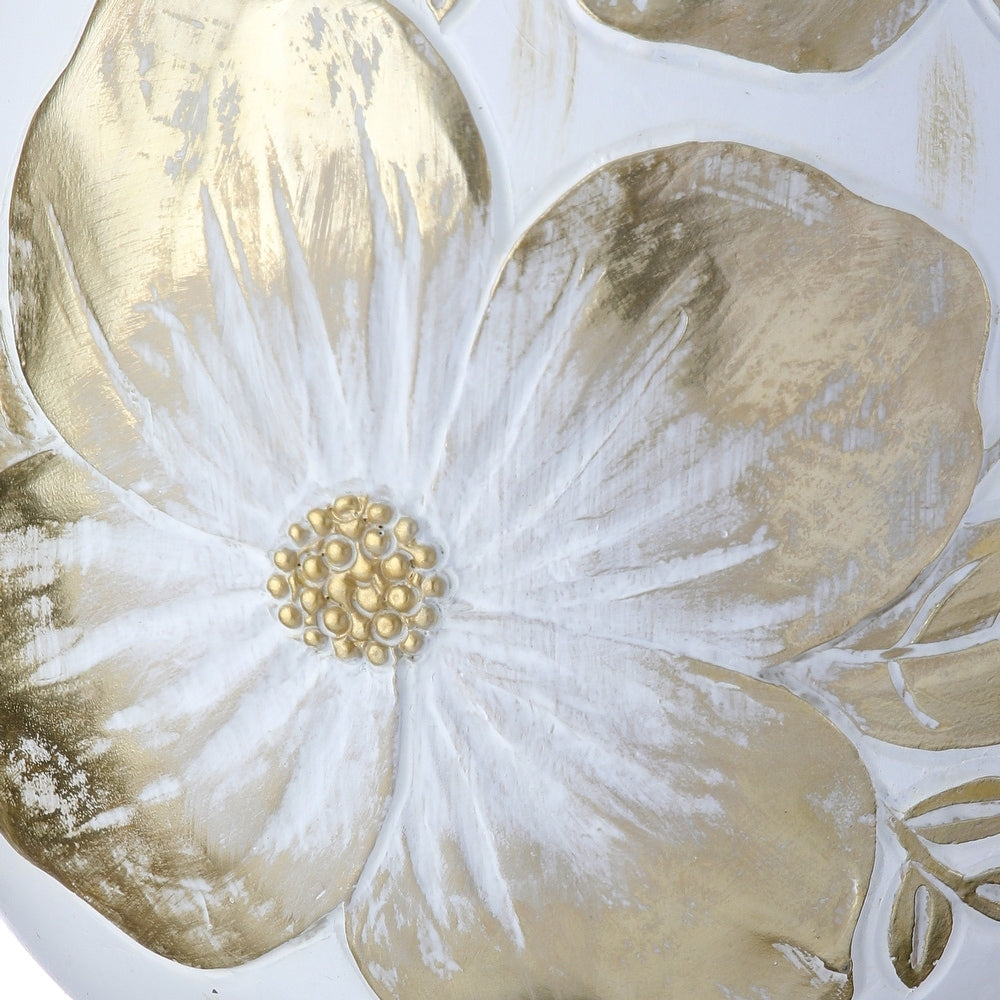 6-inch resin egg decorated with intricate royal dogwood flower patterns in vibrant colors.