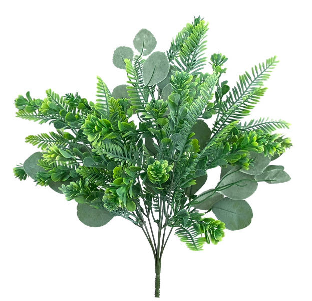 Silver Dollar Mix Green Bush artificial foliage decoration with a height dimension of 20 inches.