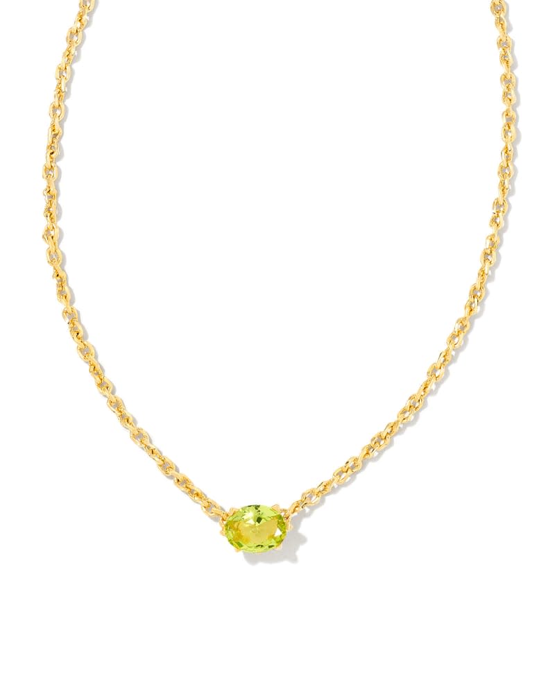 Purple crystal pendant on a yellow gold over brass chain with lobster clasp