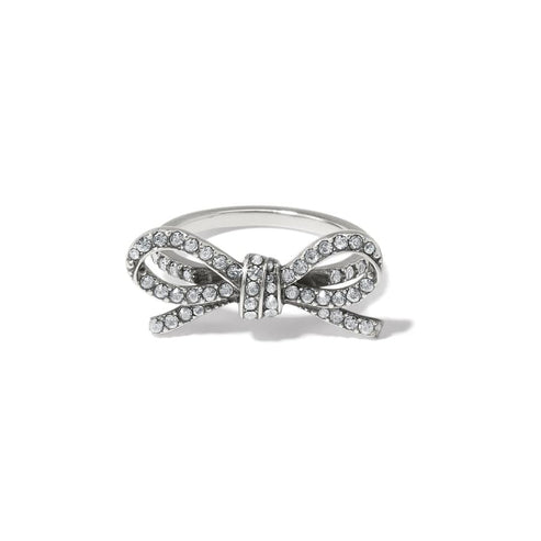 Illumina Bow Ring in silver-plated finish featuring fine quality crystals in a bow design.