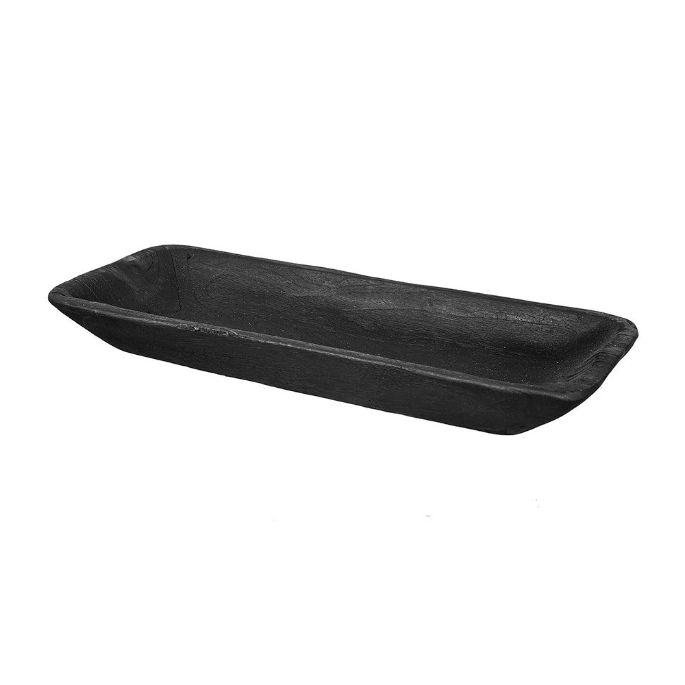 Rectangular teak wood tray with smooth edges