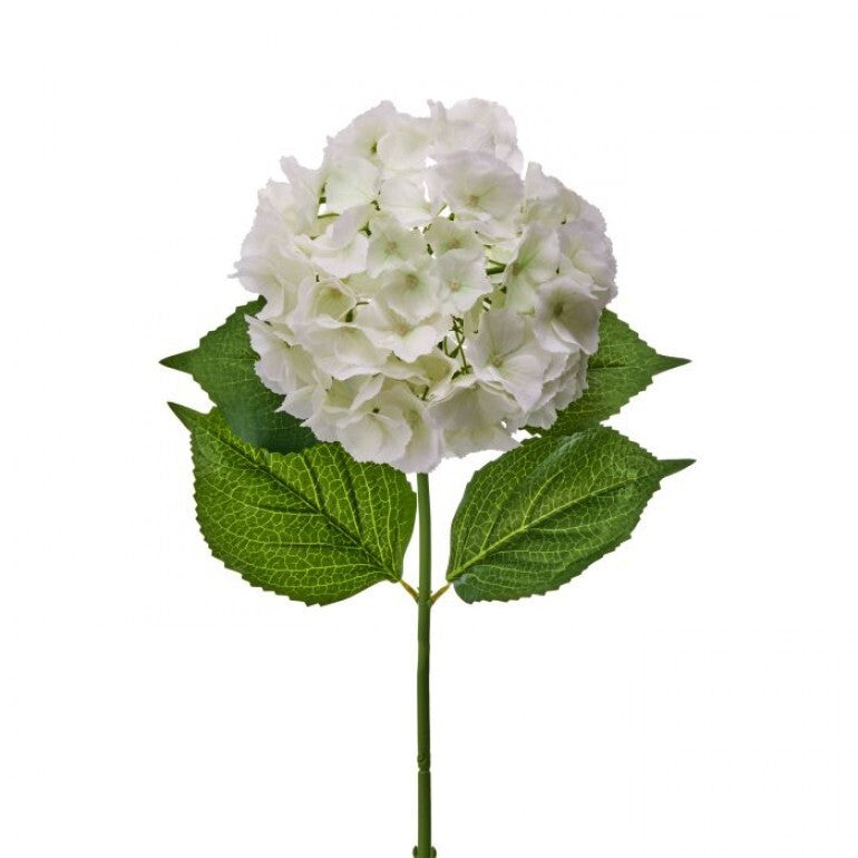 30-inch Natural Touch jumbo hydrangea artificial flower arrangement in soft pink and white with green foliage.