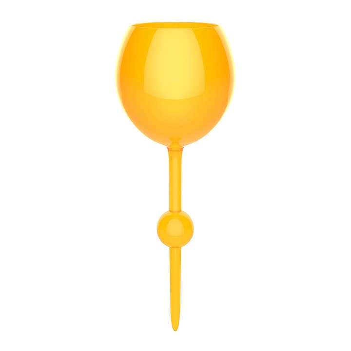Orange Original Beach Glass with a pointed stem for sand or grass.