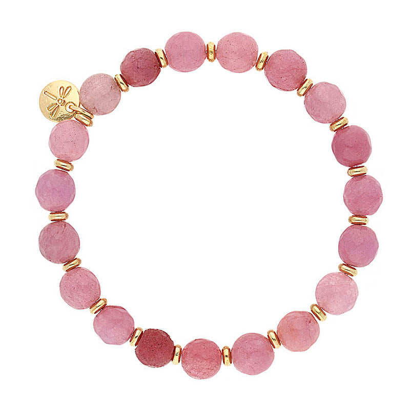 Lizas Beaumont Natural Bracelet featuring pink faceted stone beads and gold-tone spacers.