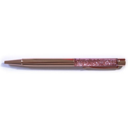 Metal pen with liquid glitter ink in a sleek cylindrical body.