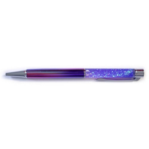 Metal pen with liquid glitter ink in a sleek cylindrical body