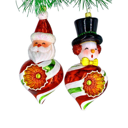 7-inch Peppermint Pals ornament with green candy cane shape and white striped pattern
