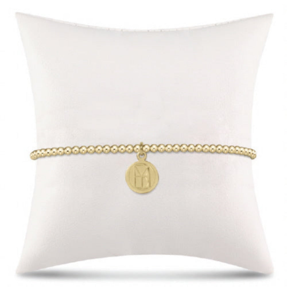 eNewton Classic Gold 2mm Bracelet with Be You Small Gold Disc, standard 6.25 inch size, SKU BCLG2BEYSMGD.