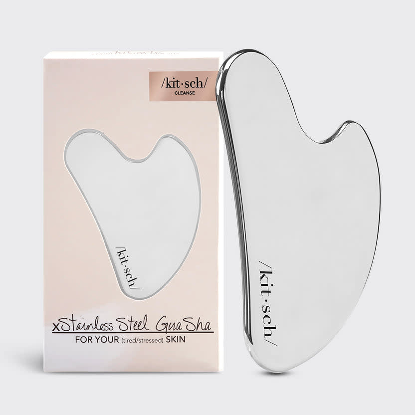Stainless steel gua sha tool with smooth curved edges