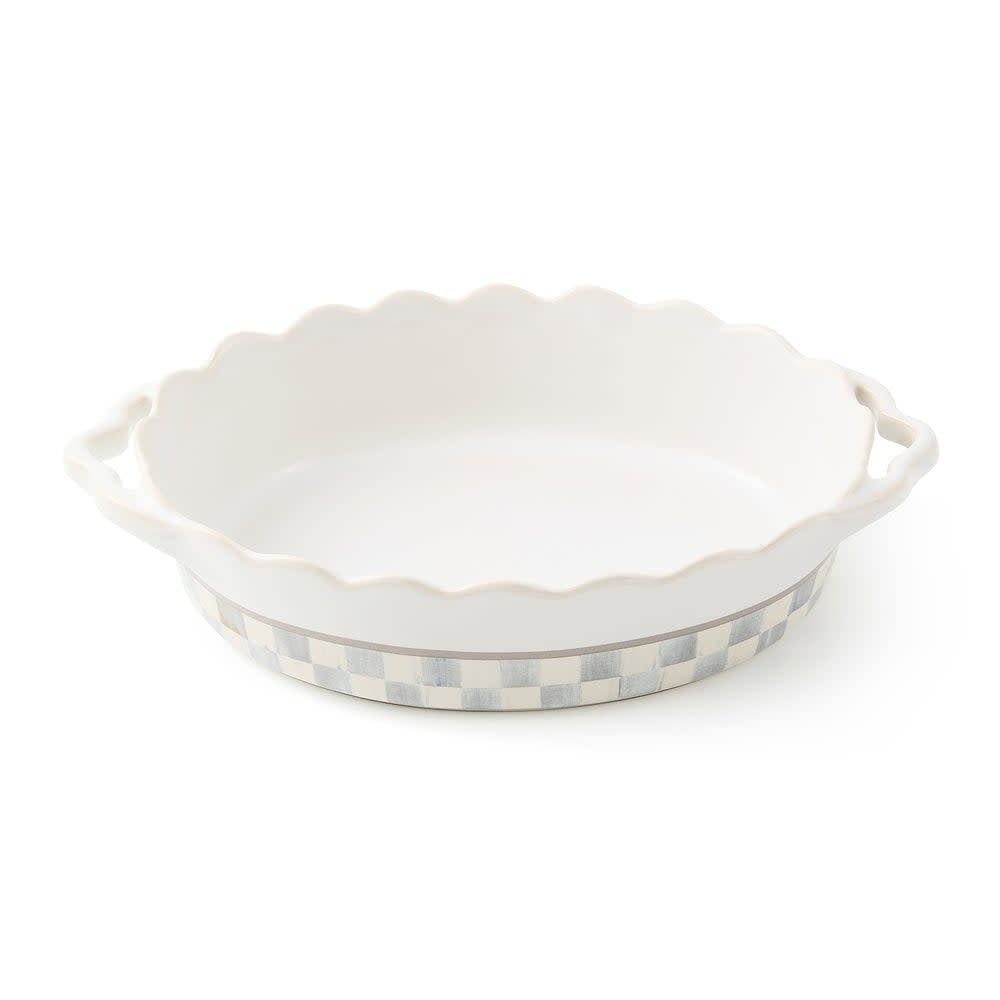Check Everyday small oval stoneware baker with a checkered pattern.