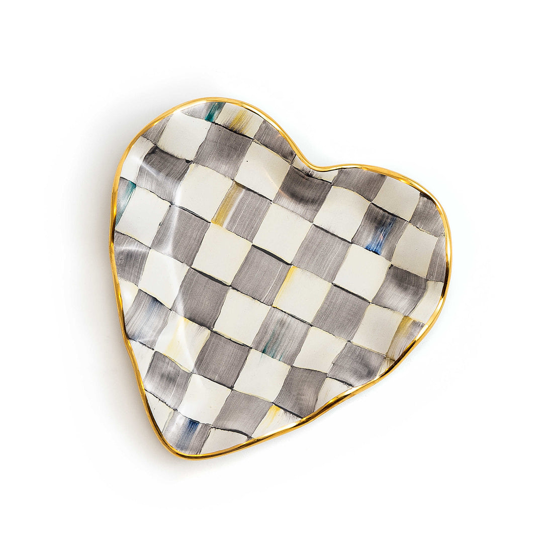 Sterling Check Fluted Heart Plate