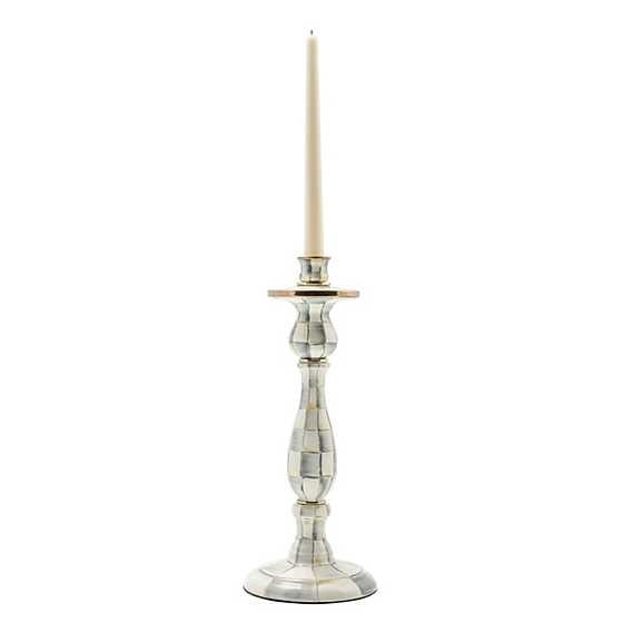 Sterling Check Enamel Candlestick