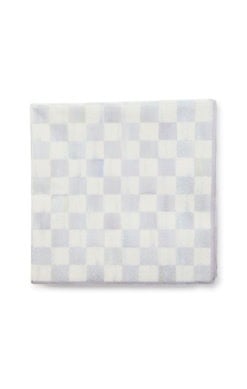 Sterling check luncheon paper napkins in white with black geometric pattern.