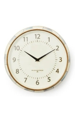 Hand-glazed steel wall clock with checkered face, bronzed stainless rim, and black hands.