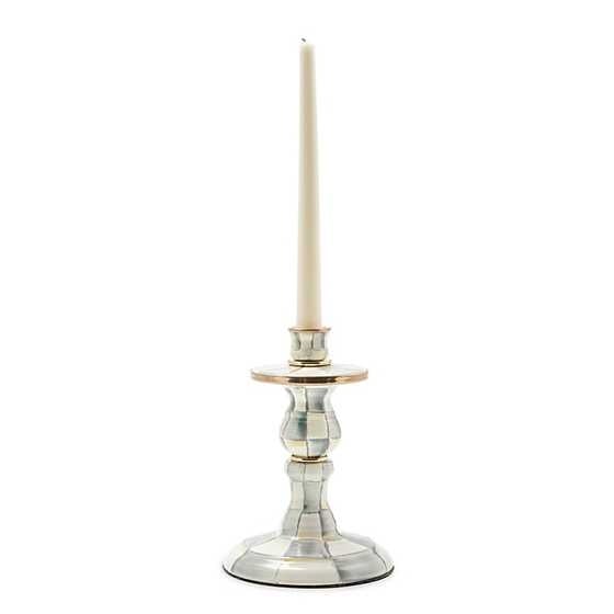 Sterling Check Enamel Candlestick
