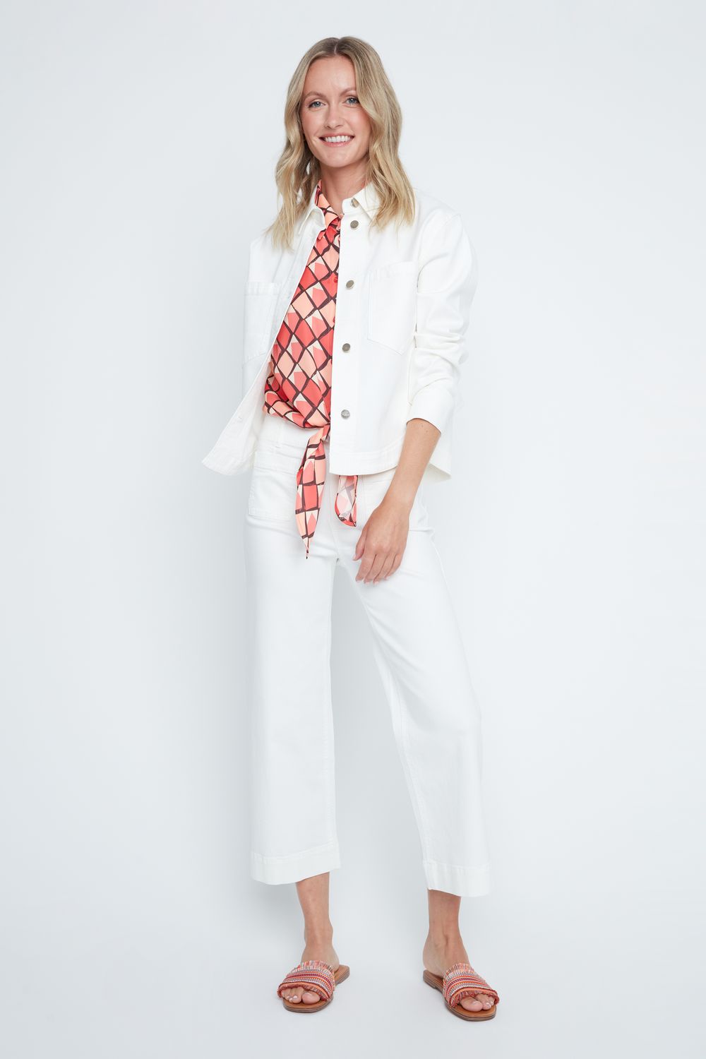 Sylvia woven jacket in a neutral tone featuring cotton-tencel blend fabric with a relaxed silhouette and classic collar design.