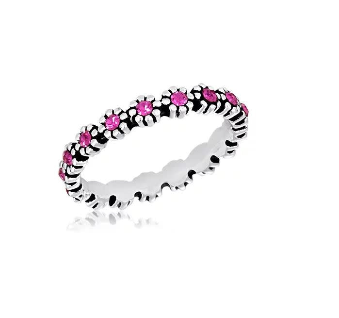 Silver DA VINCI stack ring with a textured band and open split design.