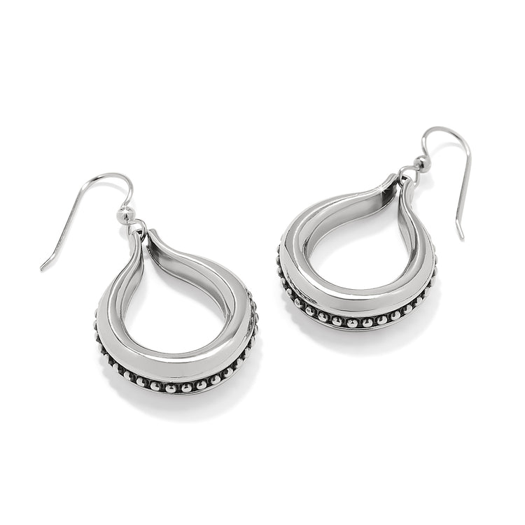 Silver plated Pretty Tough Arch French Wire Earrings with beaded edge detail.