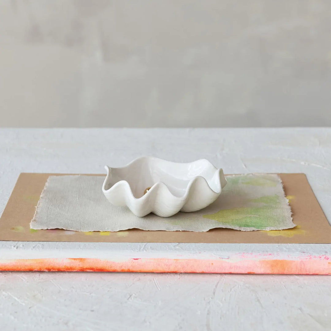 Stoneware Clam Shell Shaped Dish