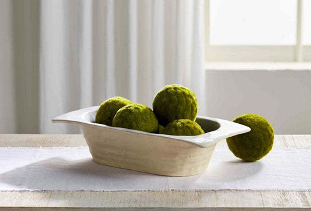 Stoneware dough bowl in natural beige with a smooth rounded rim.