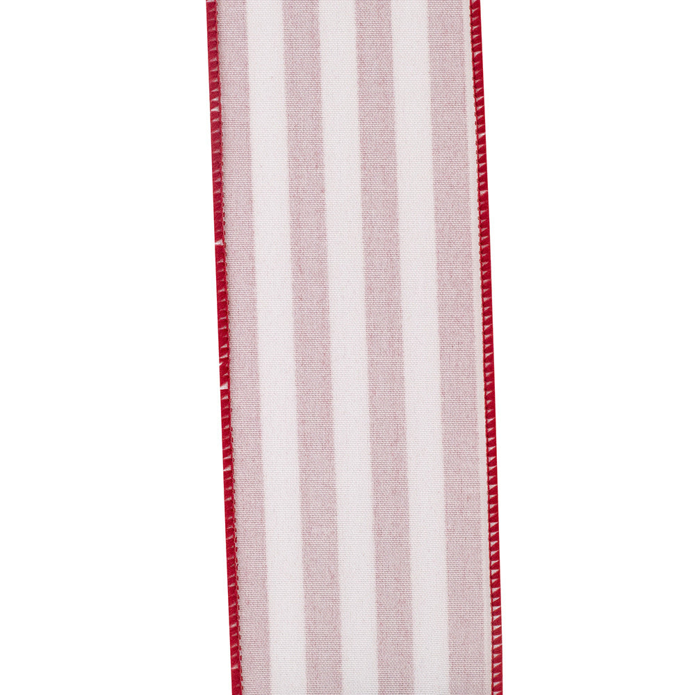 Striped Grande Velvet Sparkle Wired Edge Ribbon - Red/White