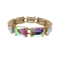 Emerald Cut Gem Stretch Bracelet