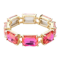 Emerald Cut Gem Stretch Bracelet