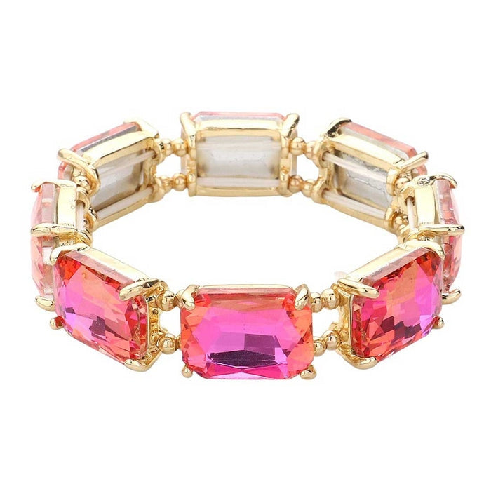 Emerald Cut Gem Stretch Bracelet