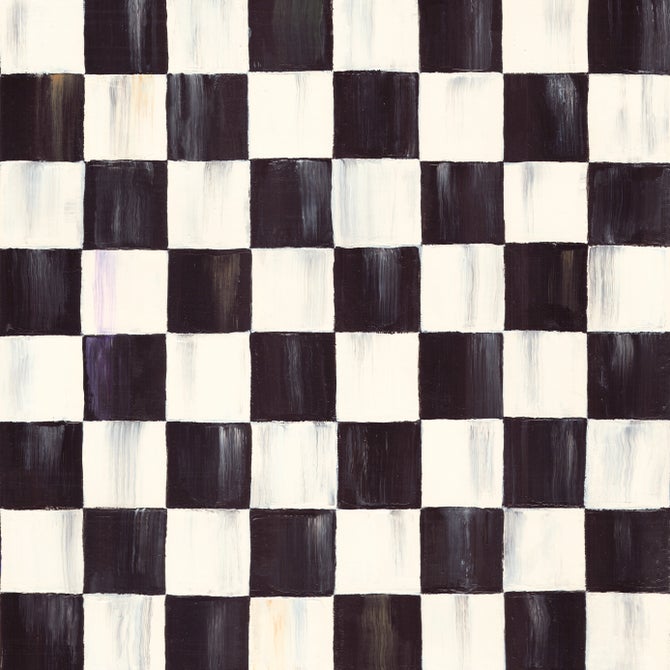 Courtly Check peel-and-stick wallpaper with a black and white checkered pattern on a light background.