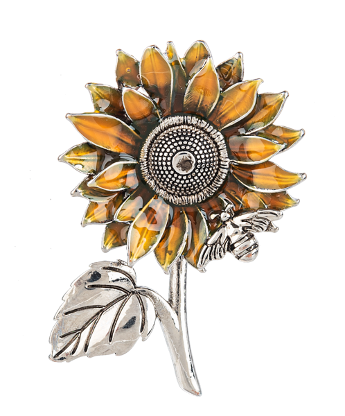 Gold sunflower charm with a card featuring inspirational text about hope.