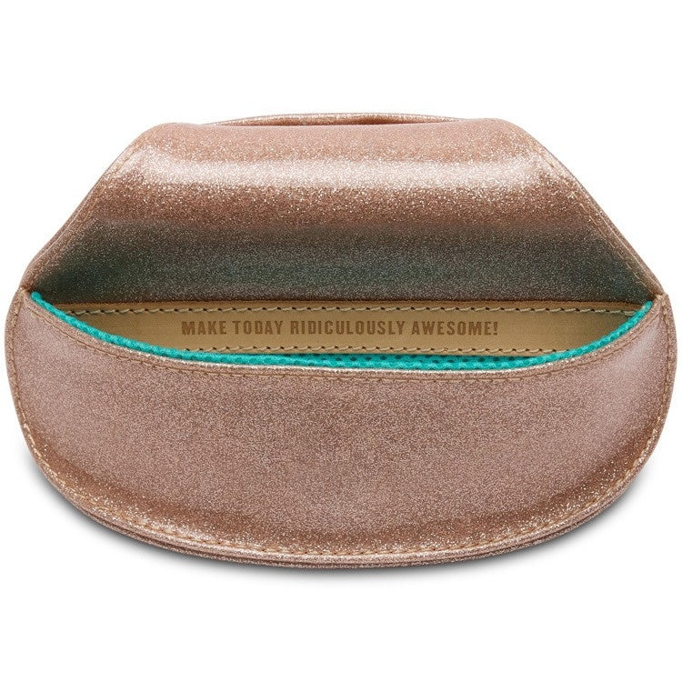 Emery sunglasses case in sleek black with soft fabric lining and secure closure.