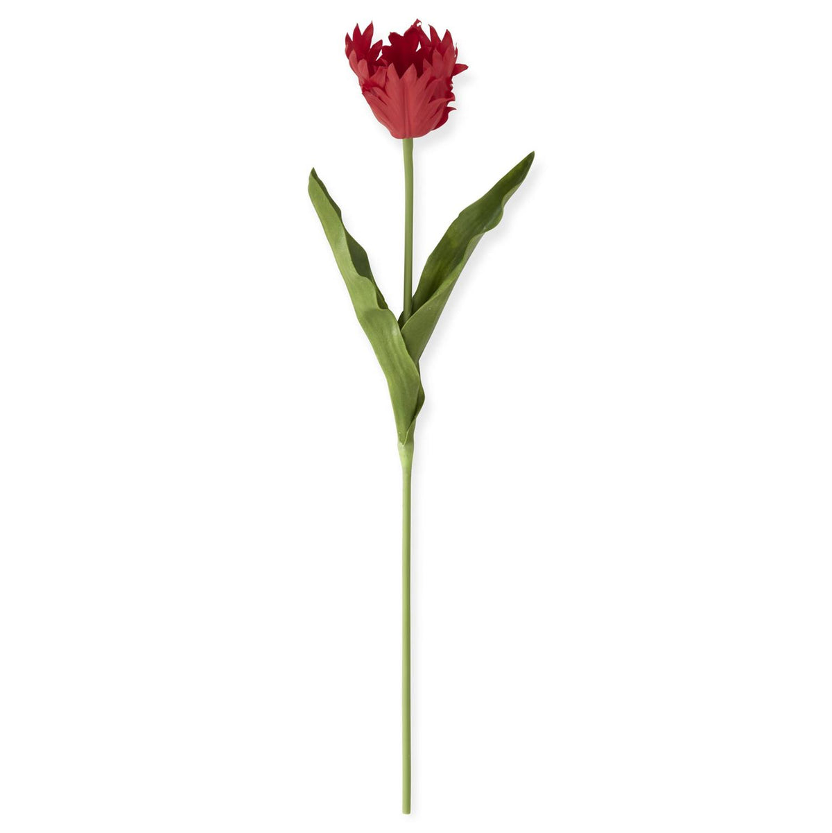 Real Touch parrot tulip artificial plant with green plastic leaves on a wire stem.