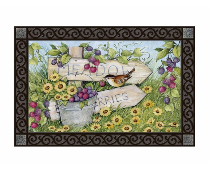 Fresh Blackberries MatMate doormat insert with non-slip recycled rubber backing.