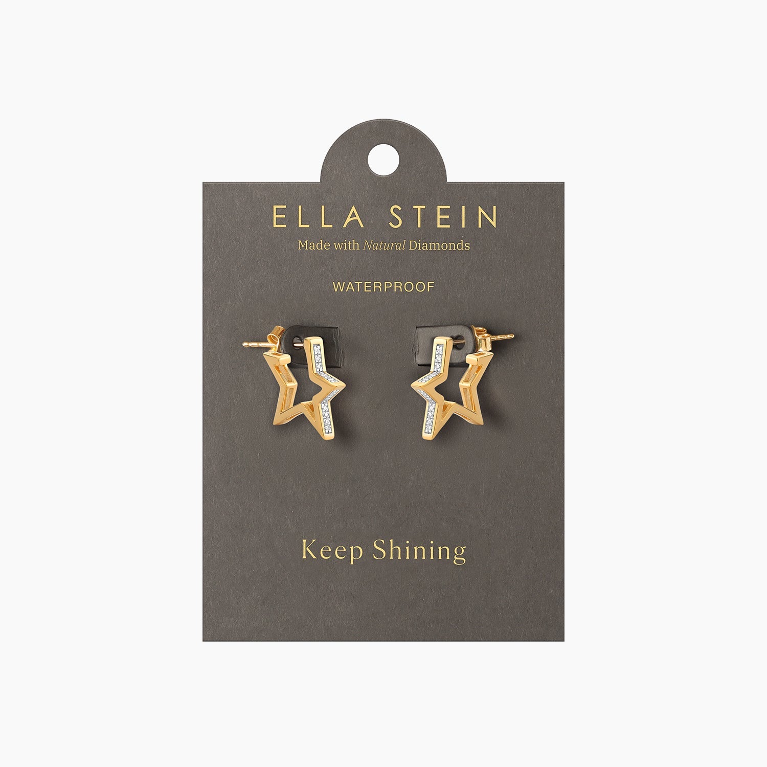 Waterproof stainless steel hoop earrings with a starry diamond weight pattern in gold-plated finish