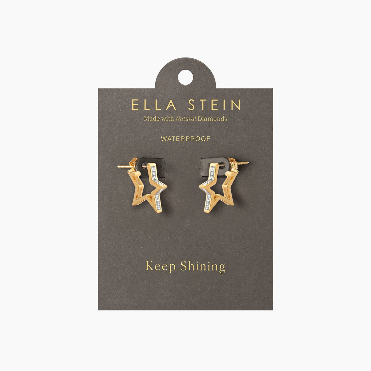 Waterproof stainless steel hoop earrings with a starry diamond weight pattern in gold-plated finish