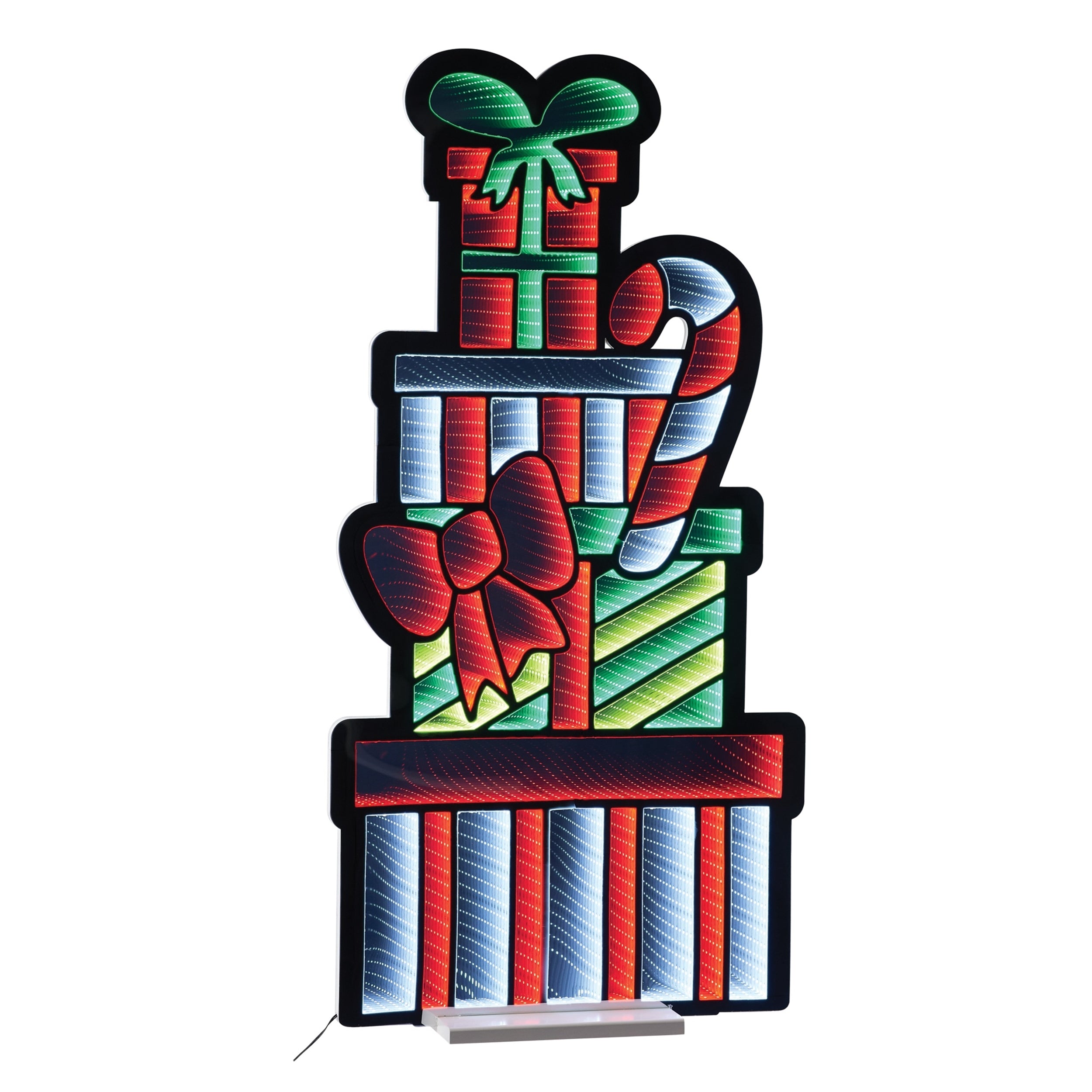 47-inch package stack candy cane infinity light with red and white striped pattern