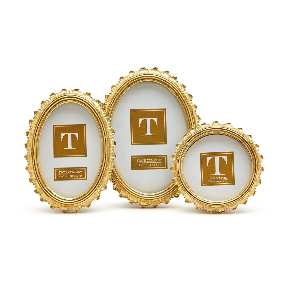 Gold resin photo frame with sleek falcate curves