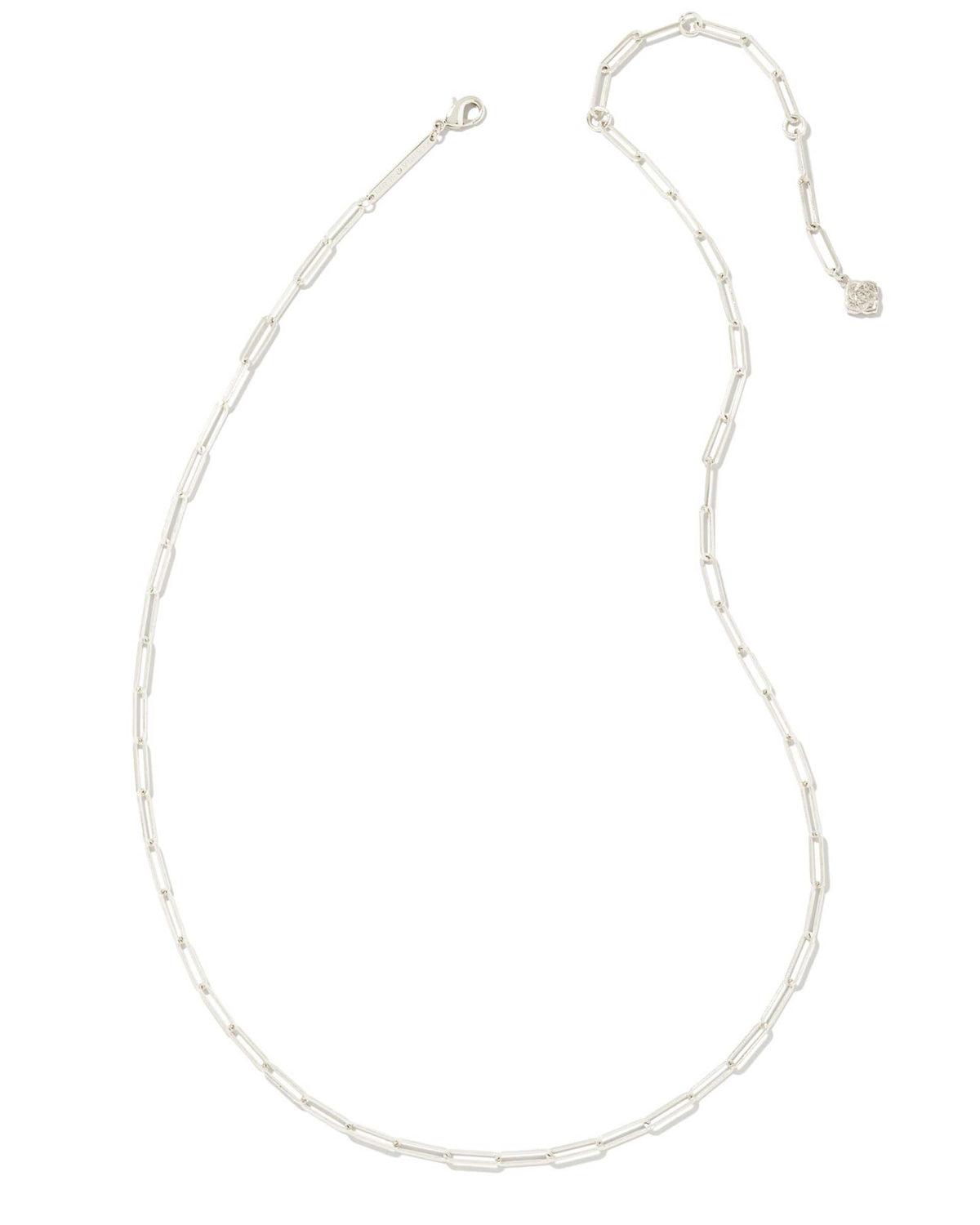 Courtney silver paperclip chain necklace with a lobster clasp and adjustable extender.