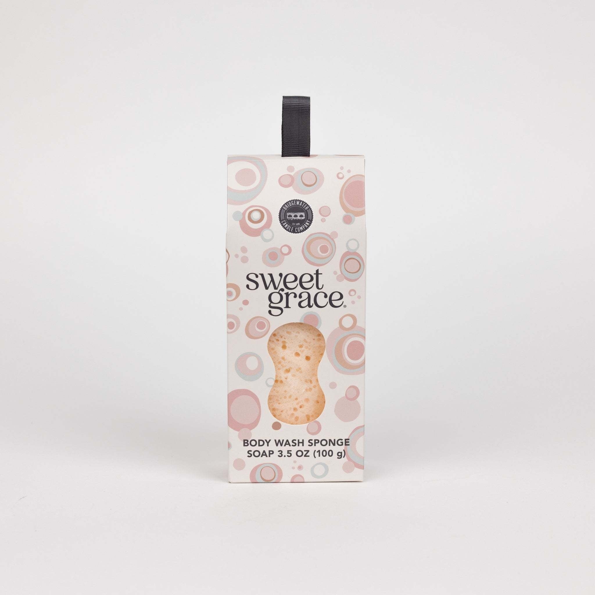 Sweet Grace body wash sponge with rich creamy lather texture in warm neutral tones