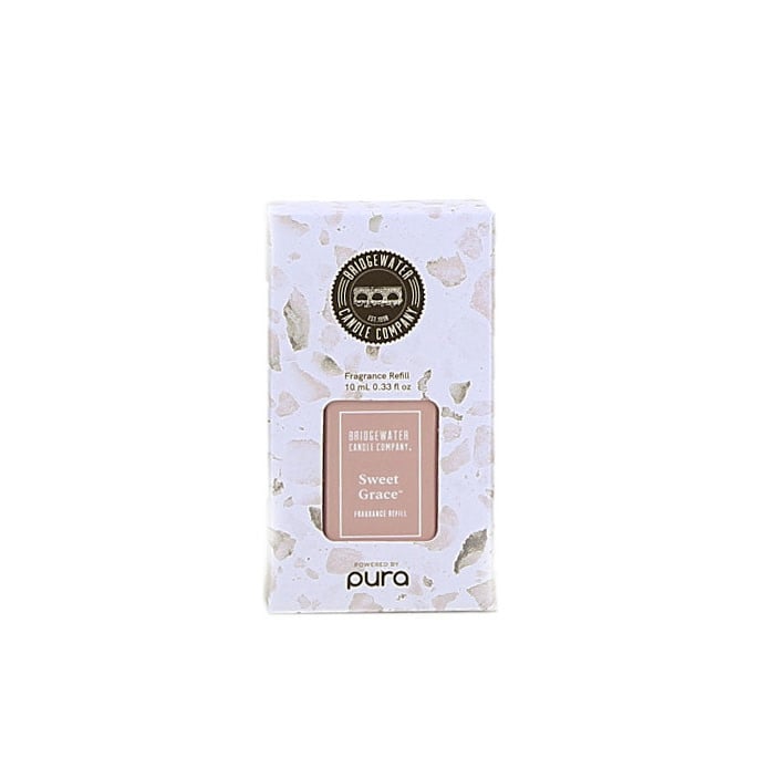 Sweet Grace Pura+Bridgewater fragrance refill bottle with clear glass body.