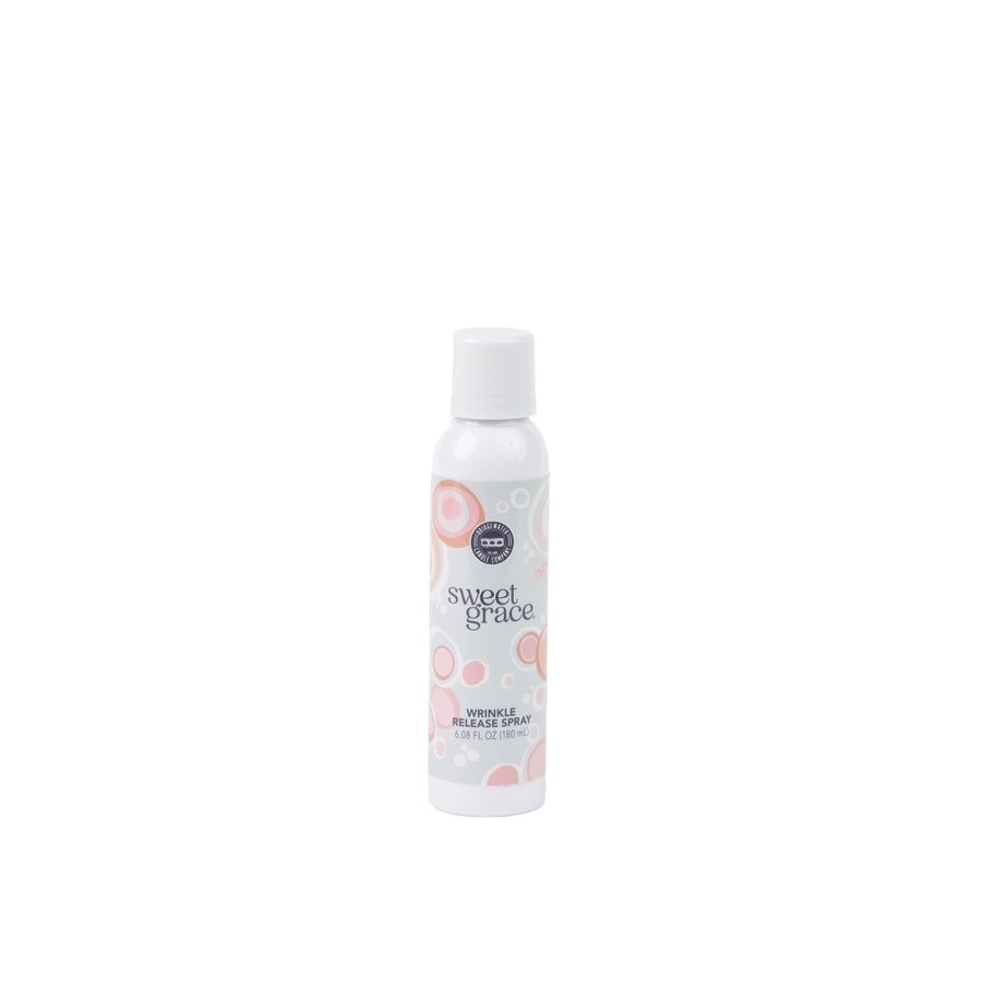 Sweet Grace Wrinkle Release Spray bottle with a pump dispenser against a white background.